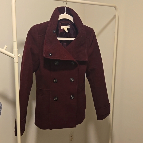 H&M Jackets & Blazers - H&M Maroon Wool Women’s Coat